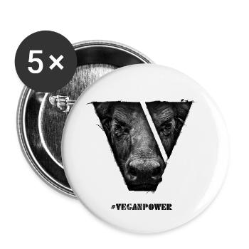 #veganpower - Buffalo - Lot de 5 petits badges (25 mm) - blanc - Devant