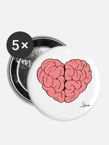 Brain 2.0 - Buttons small 1''/25 mm (5-pack) - white
