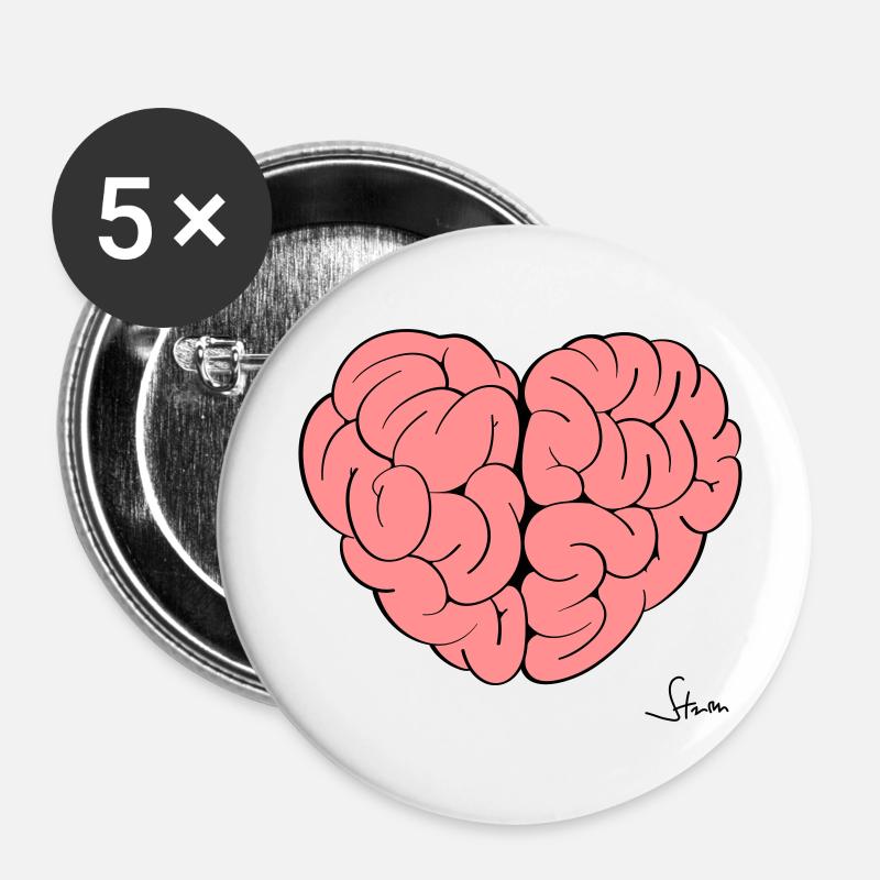 Brain 2.0 - Buttons small 1''/25 mm (5-pack) - white