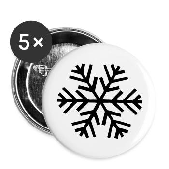 neige flocon de neige - Lot de 5 petits badges (25 mm) - blanc - Devant