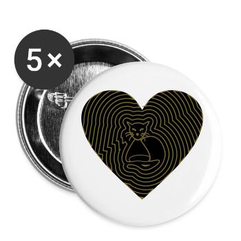 Cat love - Buttons small 1''/25 mm (5-pack) - white - Front