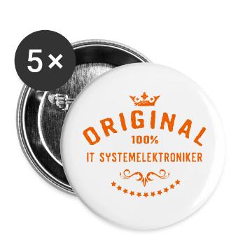 Original 100 Prozent IT Systemelektroniker - - Buttons klein 25 mm (5er Pack) - Weiß - Vorne