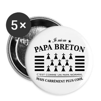 papa breton - Lot de 5 petits badges (25 mm) - blanc - Devant