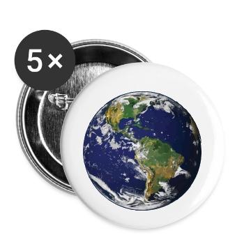 Planet Erde - Buttons klein 25 mm (5er Pack) - Weiß - Vorne
