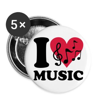 I love Music - Buttons klein 25 mm (5er Pack) - Weiß - Vorne