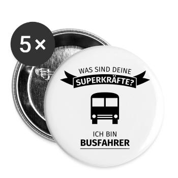 Busfahrer - Was sind deine Superkräfte - Buttons klein 25 mm (5er Pack) - Weiß - Vorne