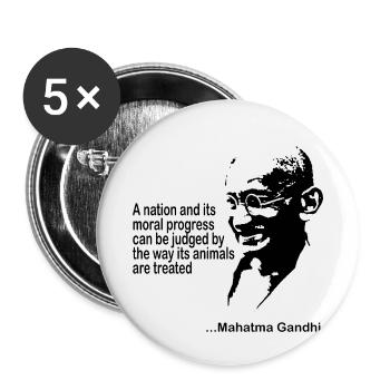 Gandhi Animal Rights - Buttons small 1''/25 mm (5-pack) - white - Front