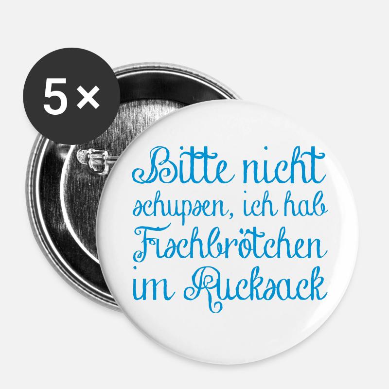 Fischbrötchen Rucksack - Buttons klein 25 mm (5er Pack) - Weiß