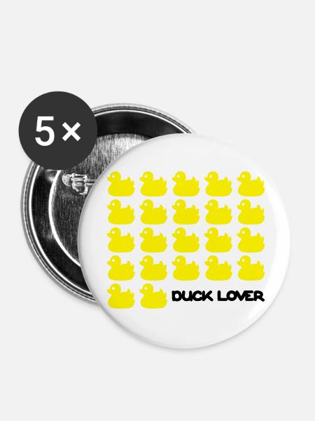Duck Lover - Buttons klein 25 mm (5er Pack) - Weiß