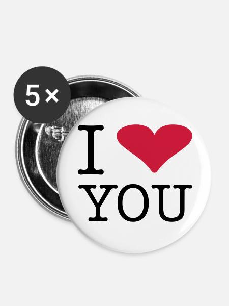 i_love_you - Buttons klein 25 mm (5er Pack) - Weiß