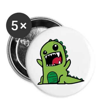 Dinosaurier T-Rex Comic Style Dino in grün - Buttons klein 25 mm (5er Pack) - Weiß - Vorne