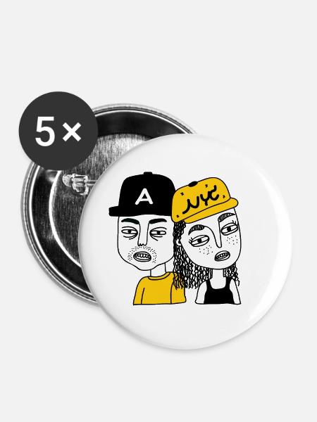 Junge und Mädchen - Buttons klein 25 mm (5er Pack) - Weiß
