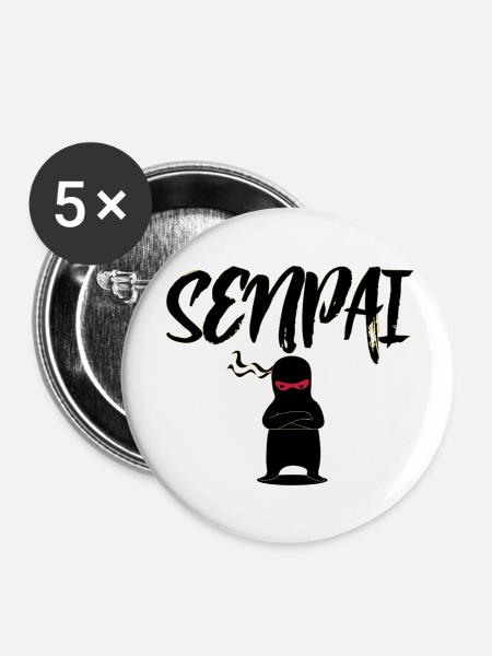senpai - Buttons klein 25 mm (5er Pack) - Weiß