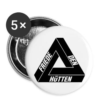 Friede den Hütten - Buttons klein 25 mm (5er Pack) - Weiß - Vorne