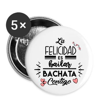 Happiness is dancing Bachata with you - Buttons small 1''/25 mm (5-pack) - white - Front