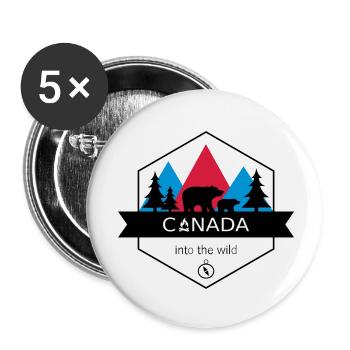 Kanada in die Wildnis mit Bären und Wald - Buttons klein 25 mm (5er Pack) - Weiß - Vorne