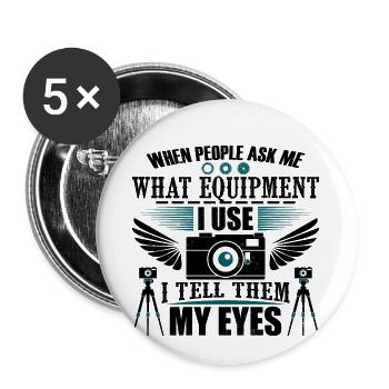 Camera is my eyes - fotograf - Buttons klein 25 mm (5er Pack) - Weiß - Vorne