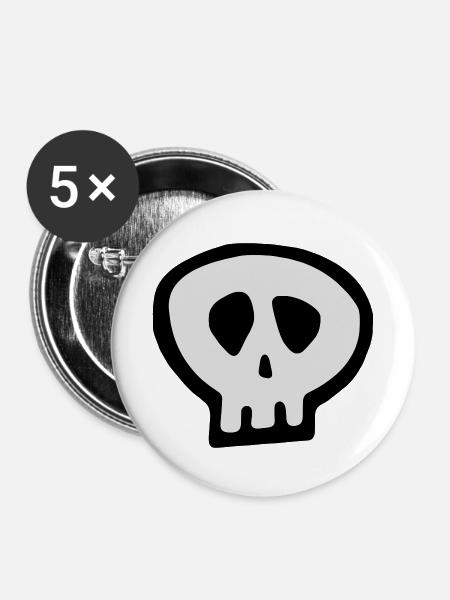 Skull1 (4020V) - Buttons klein 25 mm (5er Pack) - Weiß
