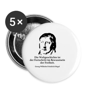 Hegel: Die Weltgeschichte ist der Fortschritt im - Buttons klein 25 mm (5er Pack) - Weiß - Vorne