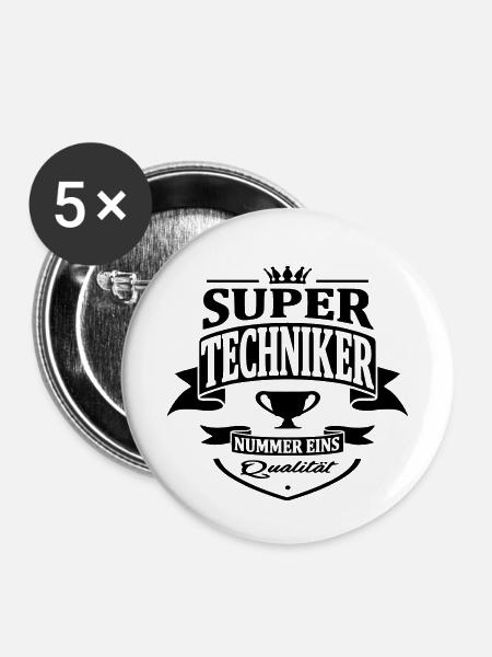 techniker nummer eins - Buttons klein 25 mm (5er Pack) - Weiß