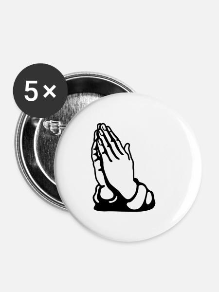 Pray - Buttons klein 25 mm (5er Pack) - Weiß