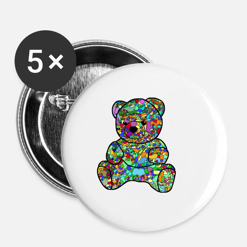 Umarmungen von Bären - Buttons klein 25 mm (5er Pack) - Weiß