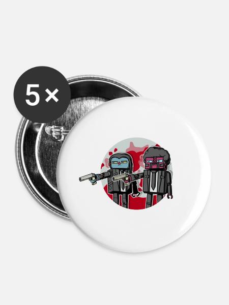 BadAss Robots - Buttons klein 25 mm (5er Pack) - Weiß
