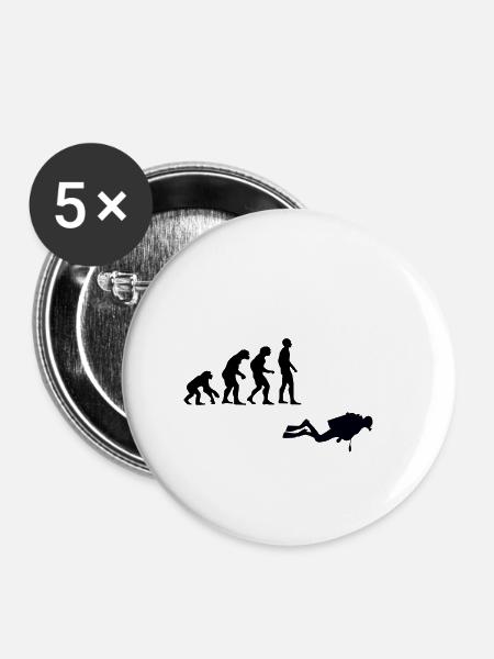 Evolution Tauchen - Buttons klein 25 mm (5er Pack) - Weiß