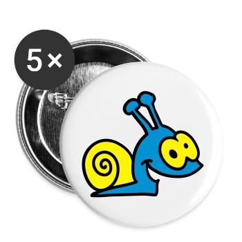 lustige Schnecke - 3 - Buttons klein 25 mm (5er Pack) - Weiß - Vorne