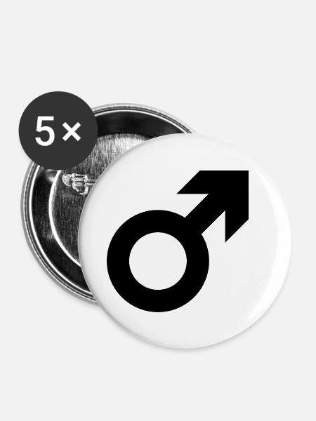 Männlich Geschlecht - Buttons klein 25 mm (5er Pack) - Weiß