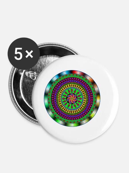 Mandala - Buttons klein 25 mm (5er Pack) - Weiß