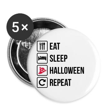 Eat Sleep Halloween Repeat - Buttons klein 25 mm (5er Pack) - Weiß - Vorne