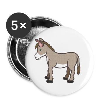 Esel - Buttons klein 25 mm (5er Pack) - Weiß - Vorne