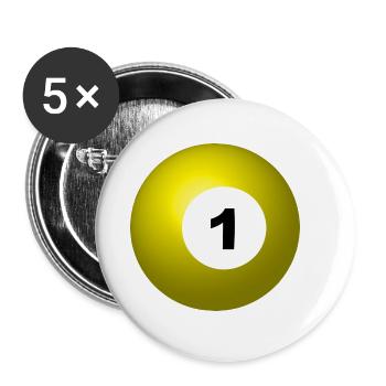 pool billards billiards snooker queue ball sport35 - Buttons klein 25 mm (5er Pack) - Weiß - Vorne