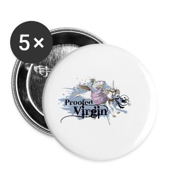 shirt de princesse licorne récolement gris bleu vierge - Lot de 5 petits badges (25 mm) - blanc - Devant
