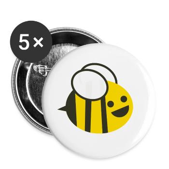 Biene - Buttons klein 25 mm (5er Pack) - Weiß - Vorne