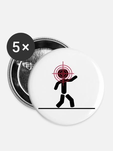 headshot target - Buttons klein 25 mm (5er Pack) - Weiß