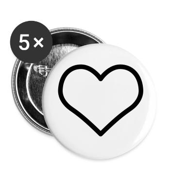 Coeur Corazone Herz amour Liebe amor st valentin - Lot de 5 petits badges (25 mm) - blanc - Devant