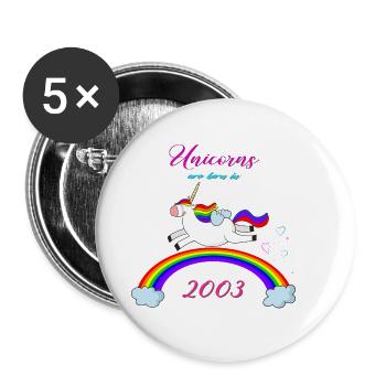UNICORN SONT EN 2003 UNICORN NÉ CADEAU DE NAISSANCE - Lot de 5 petits badges (25 mm) - blanc - Devant