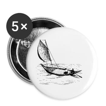 Voile de bateau pagaie bateau à rames segelboot23 - Lot de 5 petits badges (25 mm) - blanc - Devant
