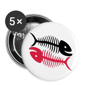 Smiling Fishbones - Buttons klein 25 mm (5er Pack) - Weiß - Vorne