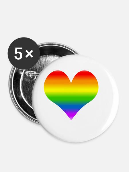 Regenbogenherz - Buttons klein 25 mm (5er Pack) - Weiß