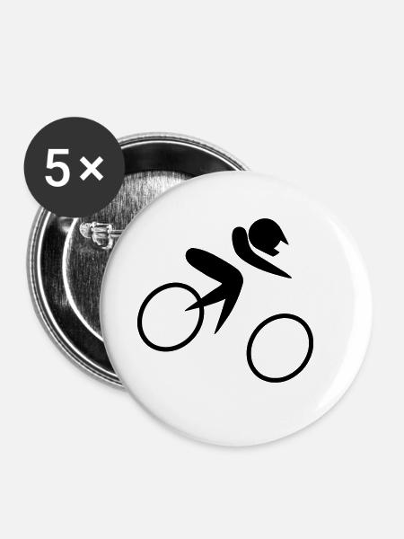 Gelände Fahrradrennen - Buttons klein 25 mm (5er Pack) - Weiß