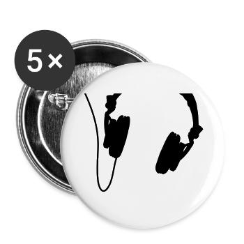 headphones_vector - Buttons small 1''/25 mm (5-pack) - white - Front