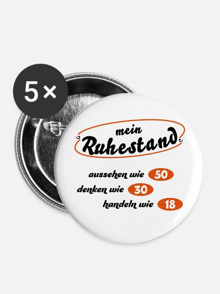 Rentner - Buttons klein 25 mm (5er Pack) - Weiß
