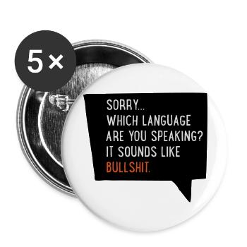 2541614 16060894 bullshit - Buttons small 1''/25 mm (5-pack) - white - Front