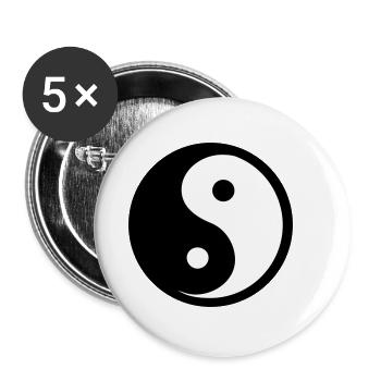 Ying Yang - Lot de 5 petits badges (25 mm) - blanc - Devant