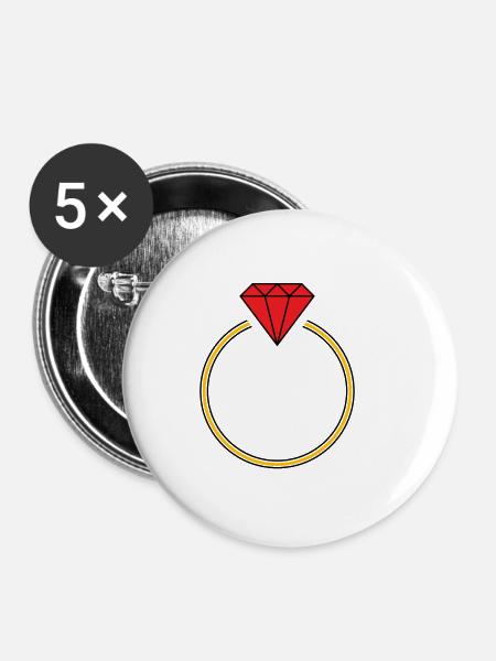 Diamantring - Buttons klein 25 mm (5er Pack) - Weiß