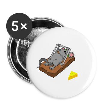 Souris souris Mouse Piège Mousetrap Mouse - Lot de 5 petits badges (25 mm) - blanc - Devant