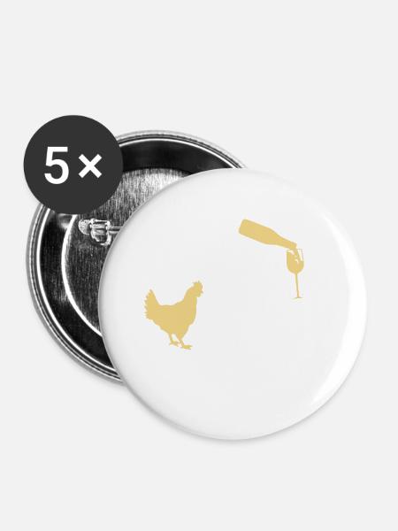Pet my Chickens - Buttons klein 25 mm (5er Pack) - Weiß